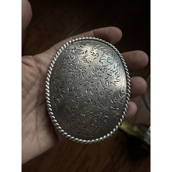 Nocona M&F Western Oval Floral Scroll Belt Buckle 37222 Silver - Picture 6 of 6